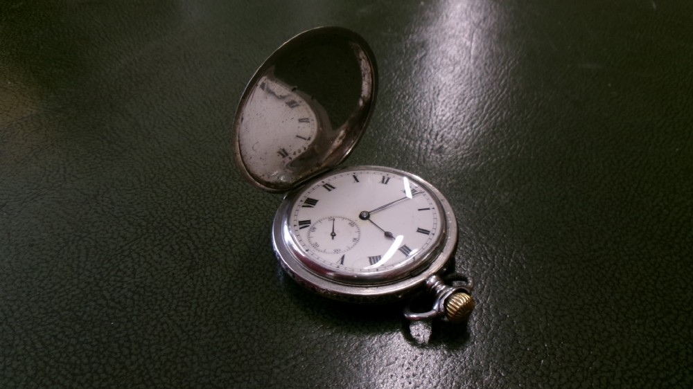 BACH ANTAL NIELLO DECORATED HUNTER POCKET WATCH EMBOSSED WITH GAME BAG AND HUNTING SCENE View II