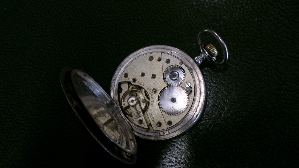 BACH ANTAL NIELLO DECORATED HUNTER POCKET WATCH EMBOSSED WITH GAME BAG AND HUNTING SCENE View VIII