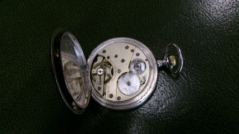 BACH ANTAL NIELLO DECORATED HUNTER POCKET WATCH EMBOSSED WITH GAME BAG AND HUNTING SCENE View IX