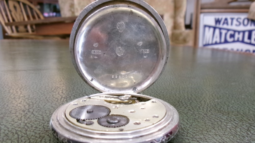 BACH ANTAL NIELLO DECORATED HUNTER POCKET WATCH EMBOSSED WITH GAME BAG AND HUNTING SCENE View XI