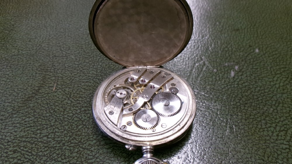Silver and niello enamel TAVANNES pocket watch c1910 View IV