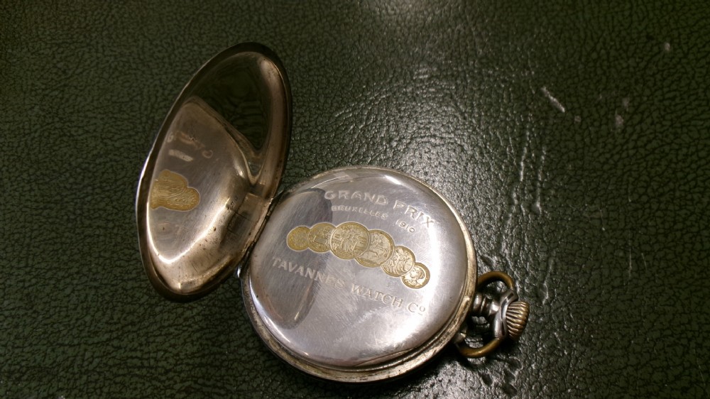 Silver and niello enamel TAVANNES pocket watch c1910 View VI