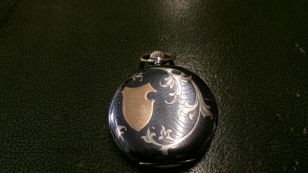 Silver and niello enamel TAVANNES pocket watch c1910 View VIII