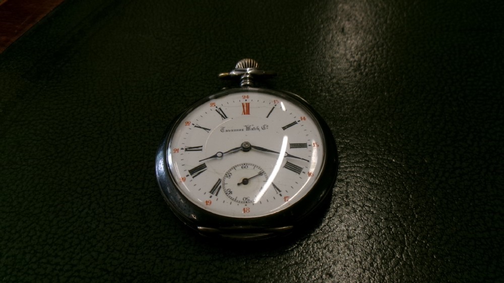 Silver and niello enamel TAVANNES pocket watch c1910 View IX