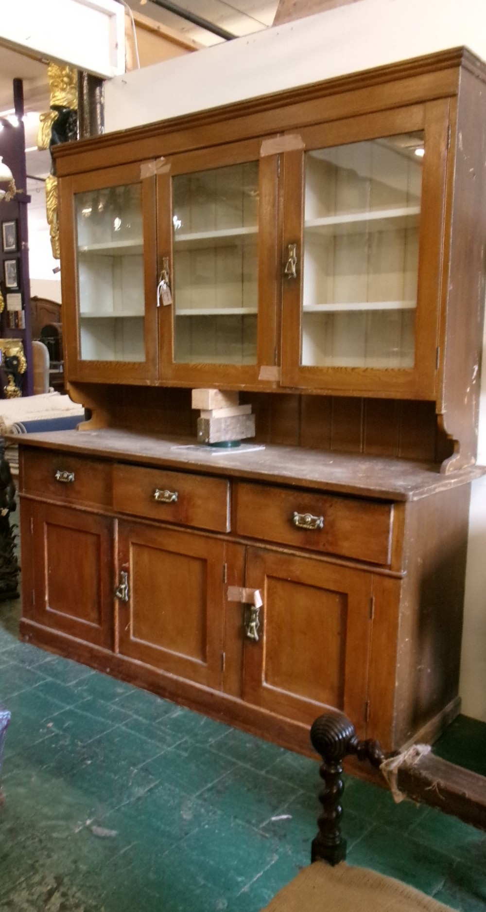 Large Victorian Pine Scumble Kitchen Cupboard