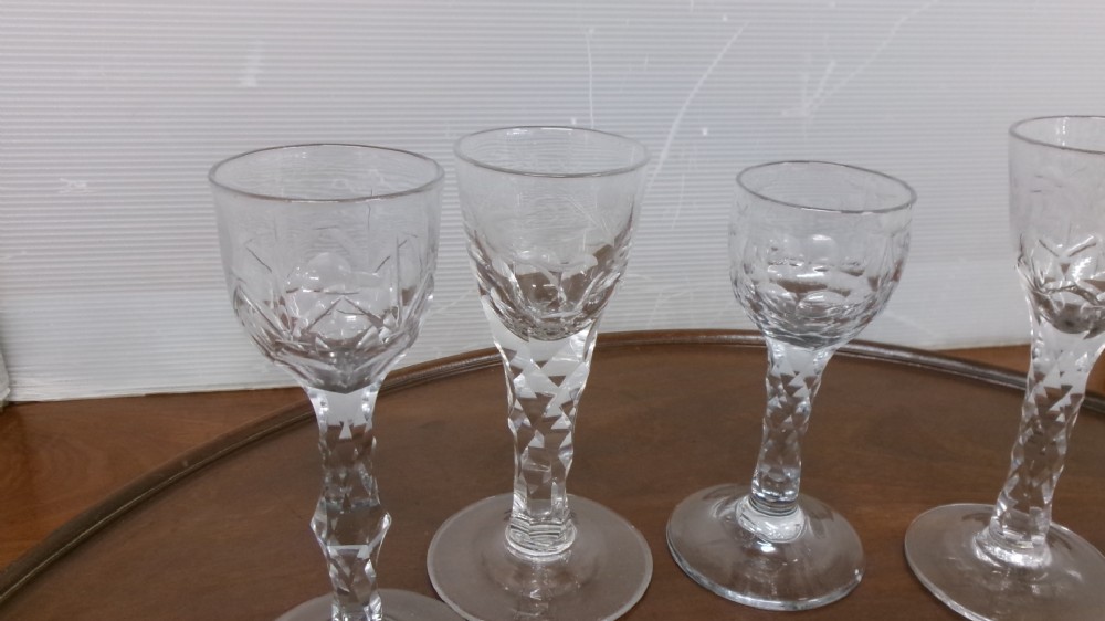 Five Georgian Faceted Stemmed Drinking Glasses Circa 1790/1810 View II