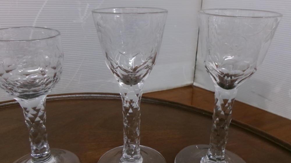 Five Georgian Faceted Stemmed Drinking Glasses Circa 1790/1810 View III