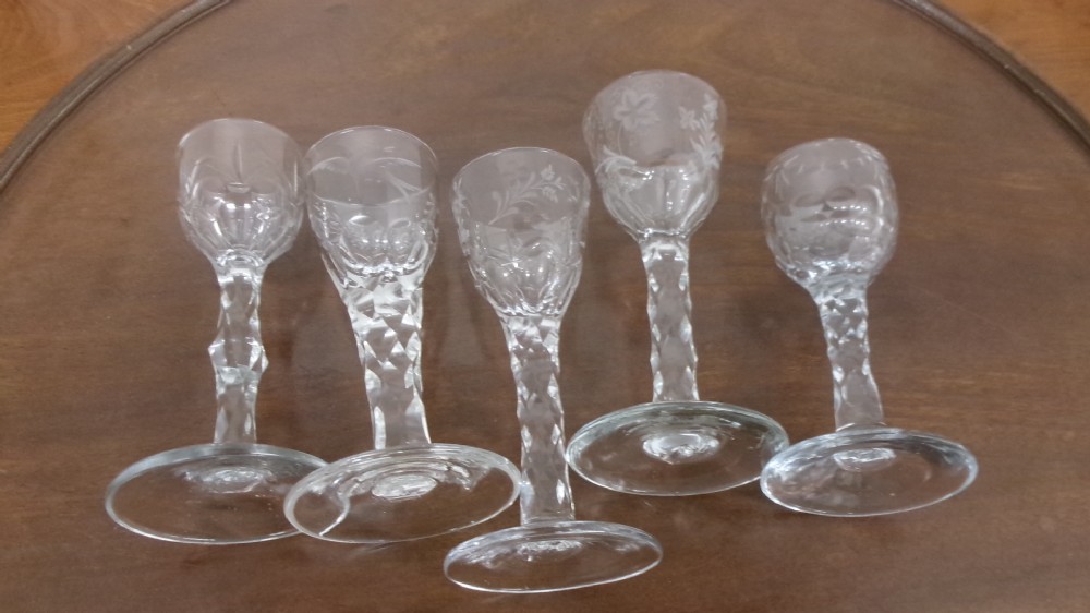 Five Georgian Faceted Stemmed Drinking Glasses Circa 1790/1810 View VII