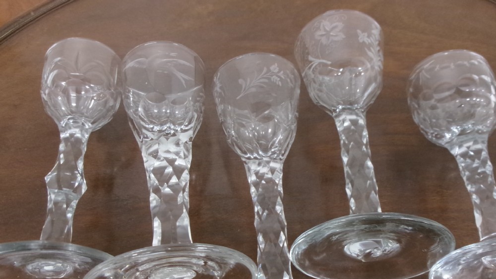 Five Georgian Faceted Stemmed Drinking Glasses Circa 1790/1810 View VIII
