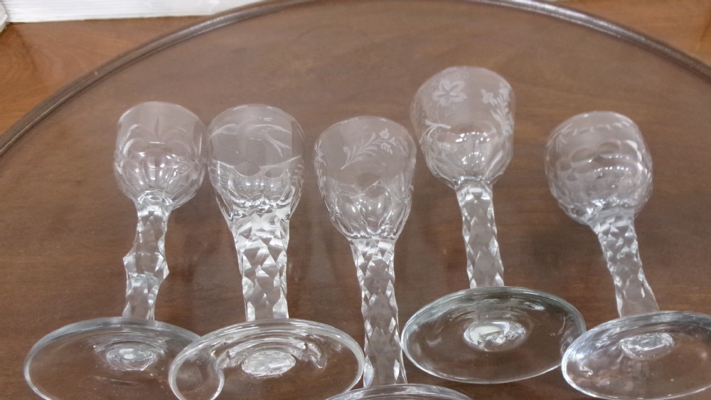 Five Georgian Faceted Stemmed Drinking Glasses Circa 1790/1810 View IX