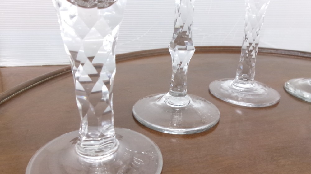 Five Georgian Faceted Stemmed Drinking Glasses Circa 1790/1810 View XIII
