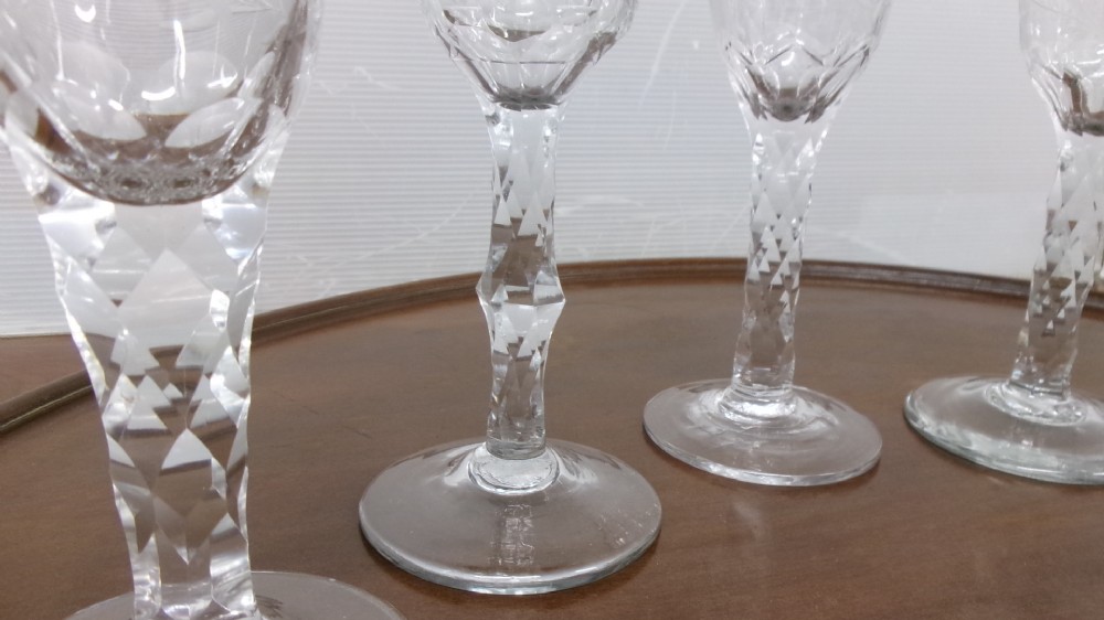 Five Georgian Faceted Stemmed Drinking Glasses Circa 1790/1810 View XIV