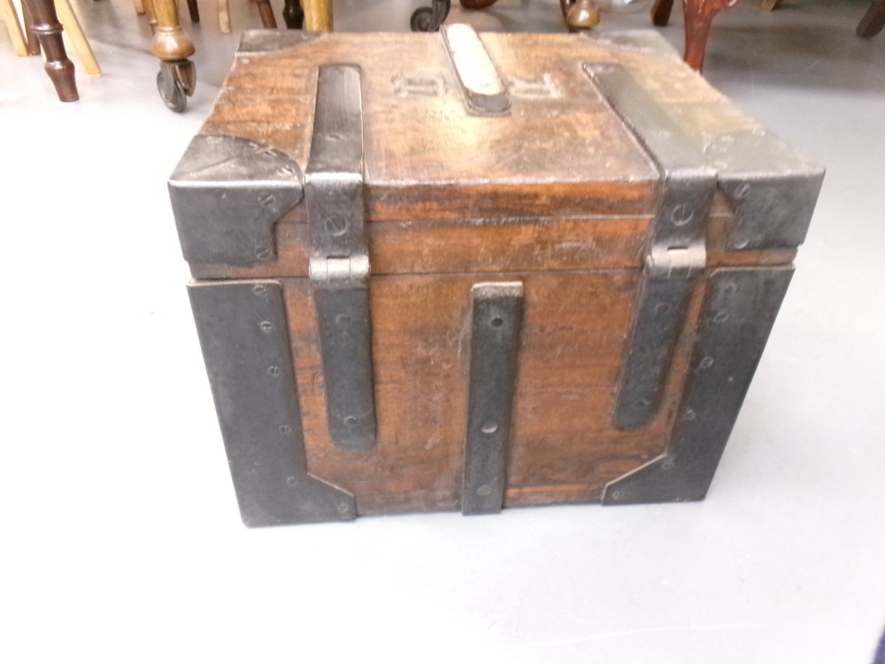 Metal Bound Hardwood Strong Box View IV