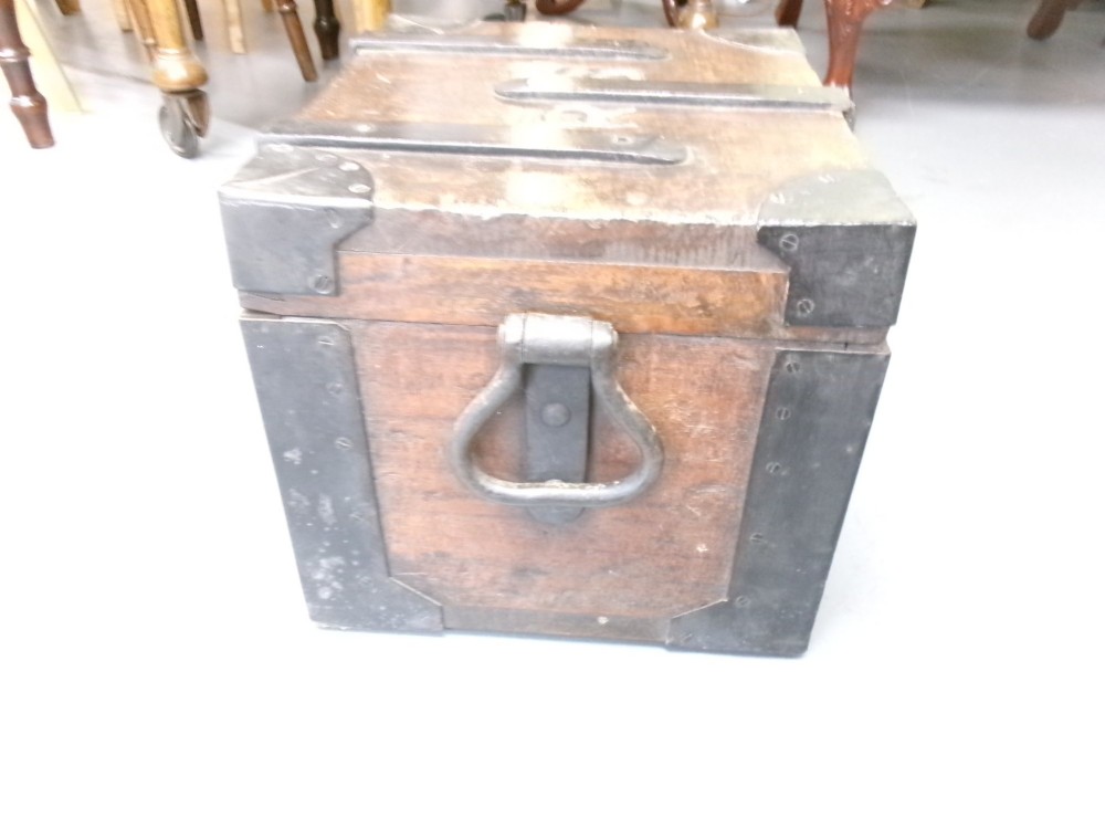 Metal Bound Hardwood Strong Box View V