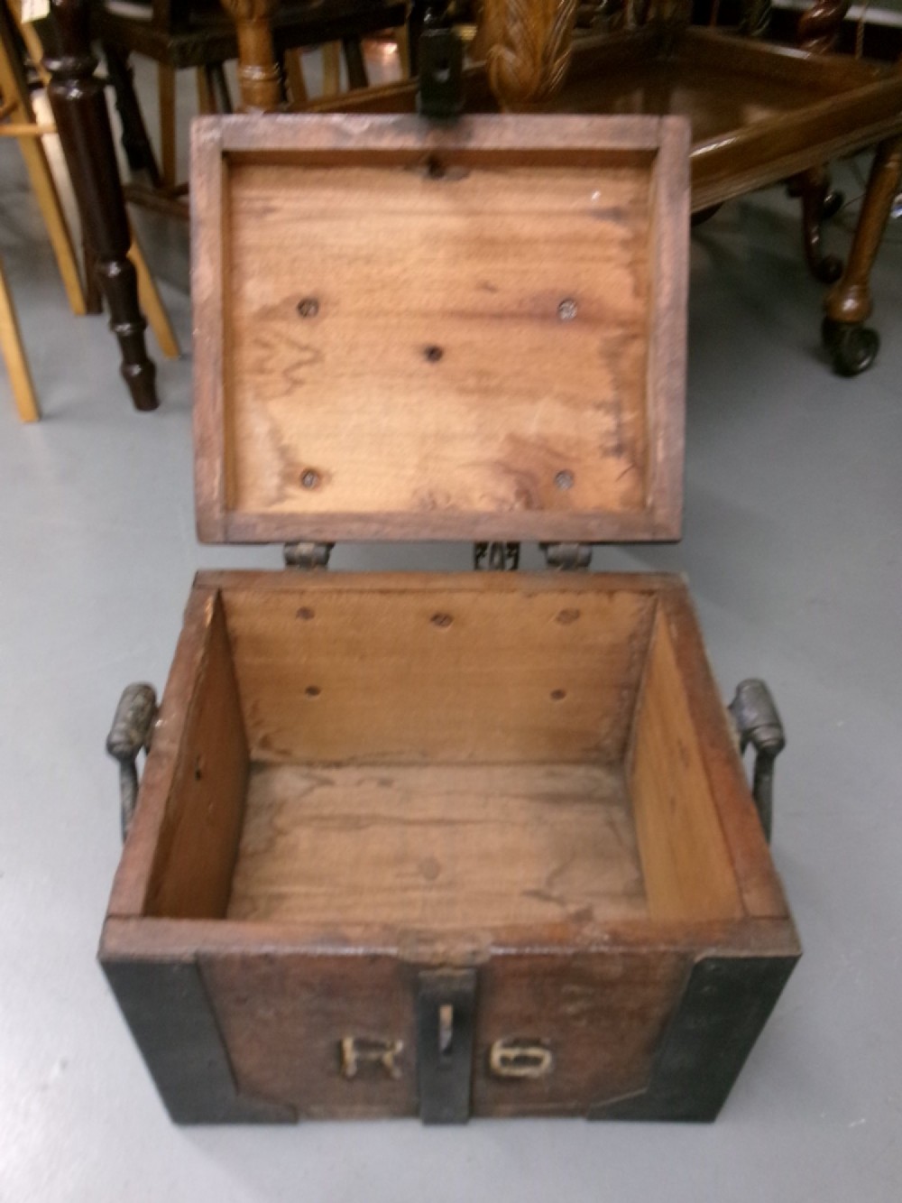 Metal Bound Hardwood Strong Box View VII