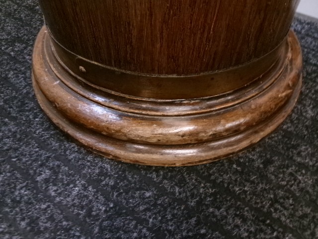 Brass Banded Oak Stick Stand Circa 1890 View III