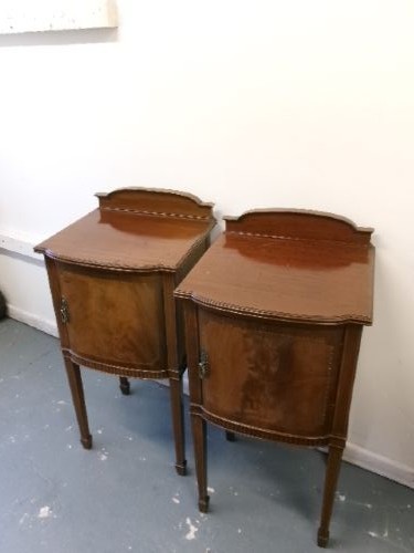 Pair Of Edwardian Inlaid Mahogany Bedside Cabinets