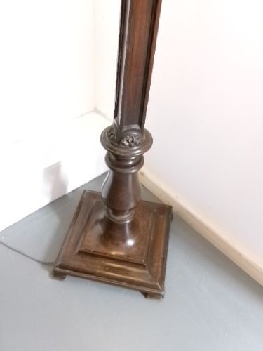 Mahogany Standard Lamp With Shade Circa 1920. View XII