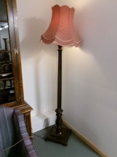 Mahogany Standard Lamp With Shade Circa 1920. View XI