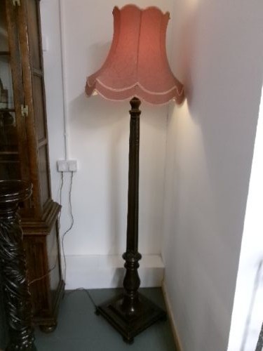 Mahogany Standard Lamp With Shade Circa 1920. View IX