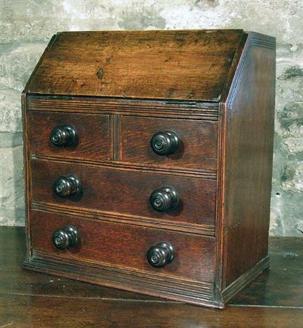Georgian Welsh Oak Miniature Table-top Bureau or Writing Box, C.1780