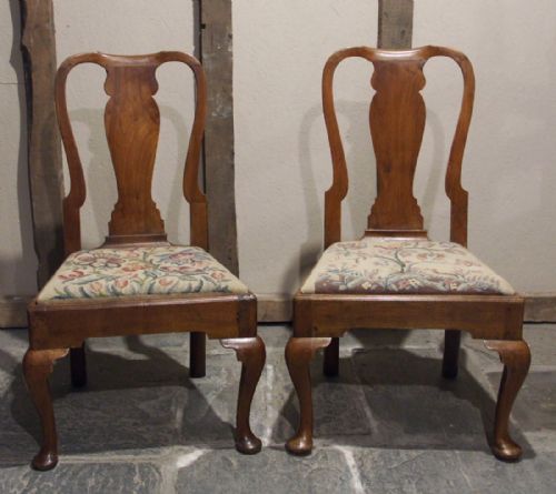 Pair of Queen Anne Walnut Chairs, Circa 1720