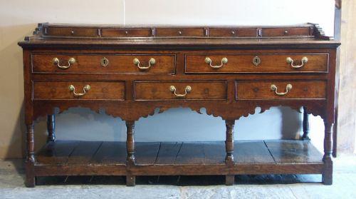 Fine Welsh Oak Potboard Dresser Base, Circa 1770