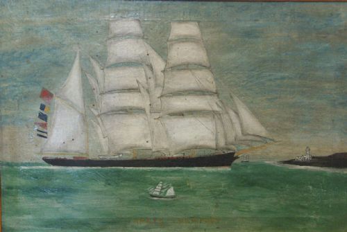 Primitive Painting of a Newport Sailing Ship, C.1860