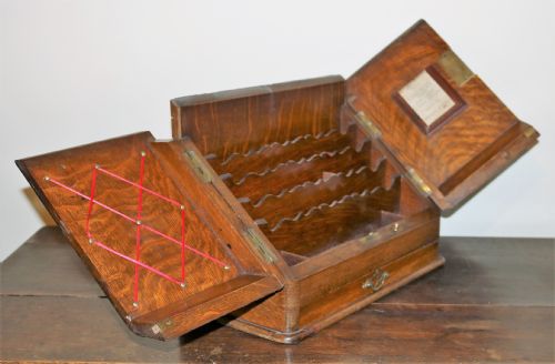 AMERICAN OAK DESKTOP STATIONARY CABINET CIRCA 1900 - ADDITIONAL PHOTO 1