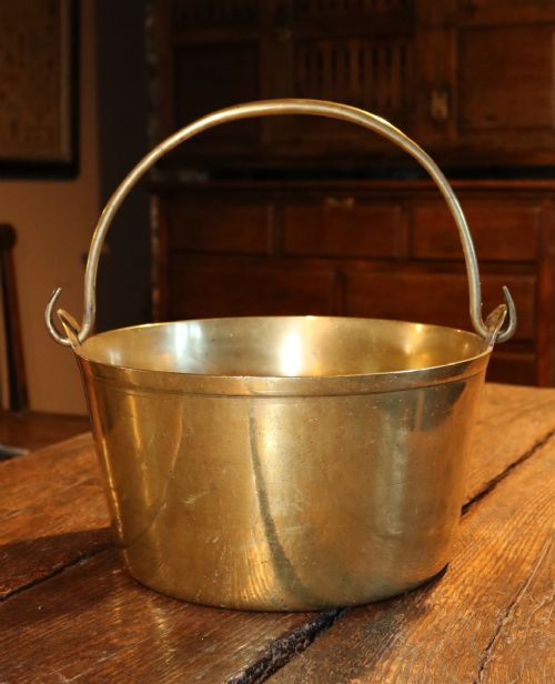 Welsh Victorian Brass Preserving Pan, Circa 1860