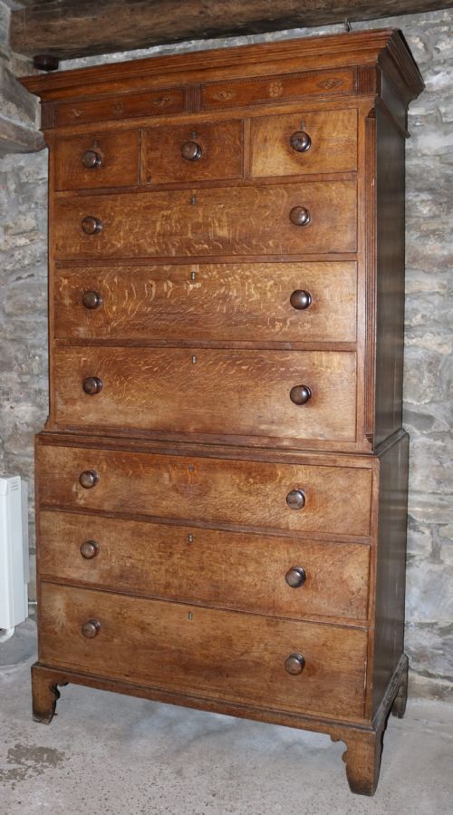 Welsh Oak Tallboy Chest-on-chest, Dated 1833