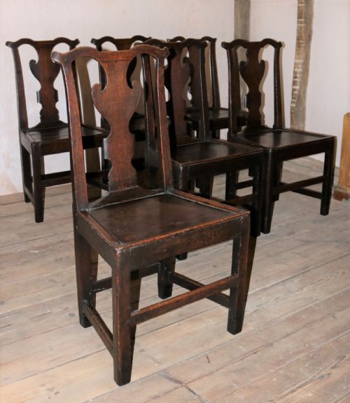 Set of Six Welsh Oak Farmhouse Dining Chairs, C. 1760
