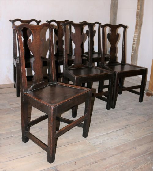 fig 1. Set of Six Welsh Oak Farmhouse Dining Chairs, c. 1760