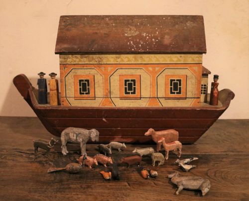 fig 1. Folk Art Wooden Toy Noah's Ark, German circa 1875