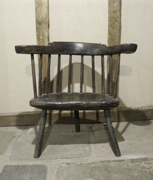 Untouched Welsh Oak Yoke-back Stick Chair