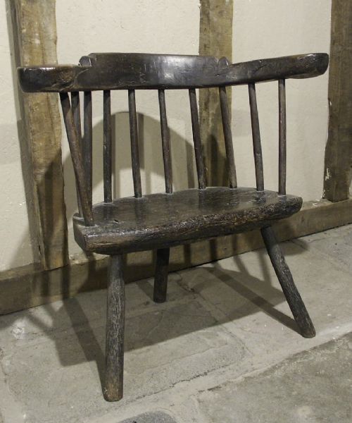 fig 1. Untouched Welsh Oak Yoke-Back Stick Chair