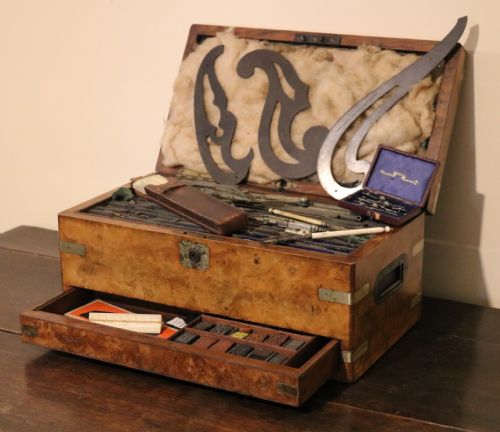 Victorian Burr-walnut Architect's Instrument Box