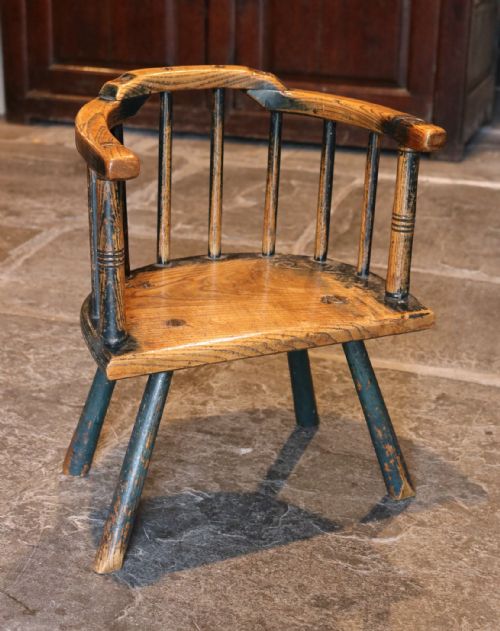 Rare Welsh Ash Child's Stick Chair, Circa 1790