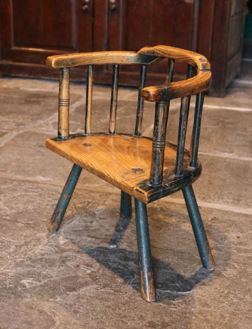 fig 1. Rare Welsh Ash Child's Stick Chair, circa 1790