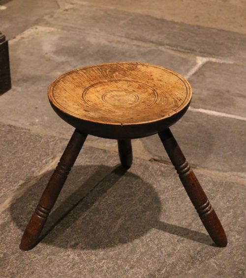 Welsh Cricket Stool in Ash and Sycamore, Circa 1860