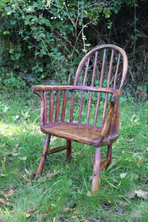 WELSH CHILD'S PAINTED HOOPBACK STICK CHAIR - ADDITIONAL PHOTO 3