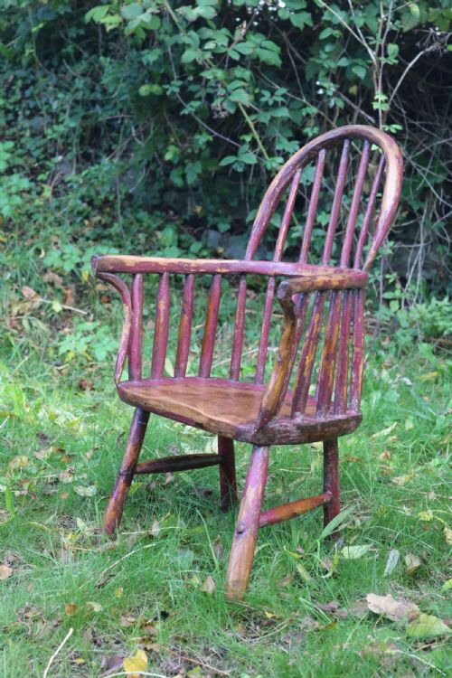 WELSH CHILD'S PAINTED HOOPBACK STICK CHAIR - ADDITIONAL PHOTO 7