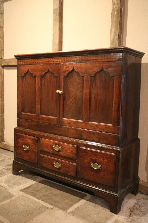 Small Welsh Oak Two-part Cupboard, Cardiganshire, West Wales, Circa 1770