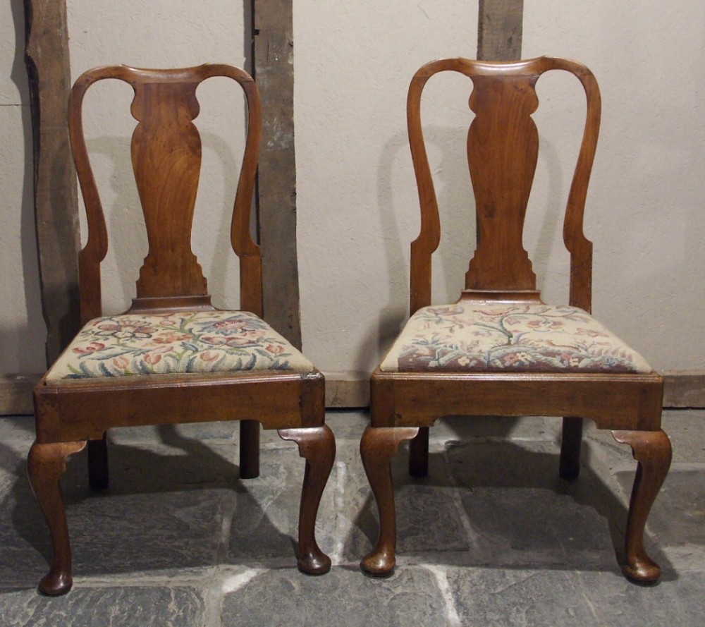 Pair of Queen Anne Walnut Chairs, circa 1720