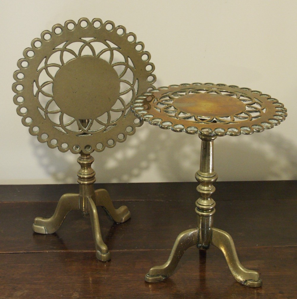 Pair of Welsh Brass Fireside Stands, c.1860