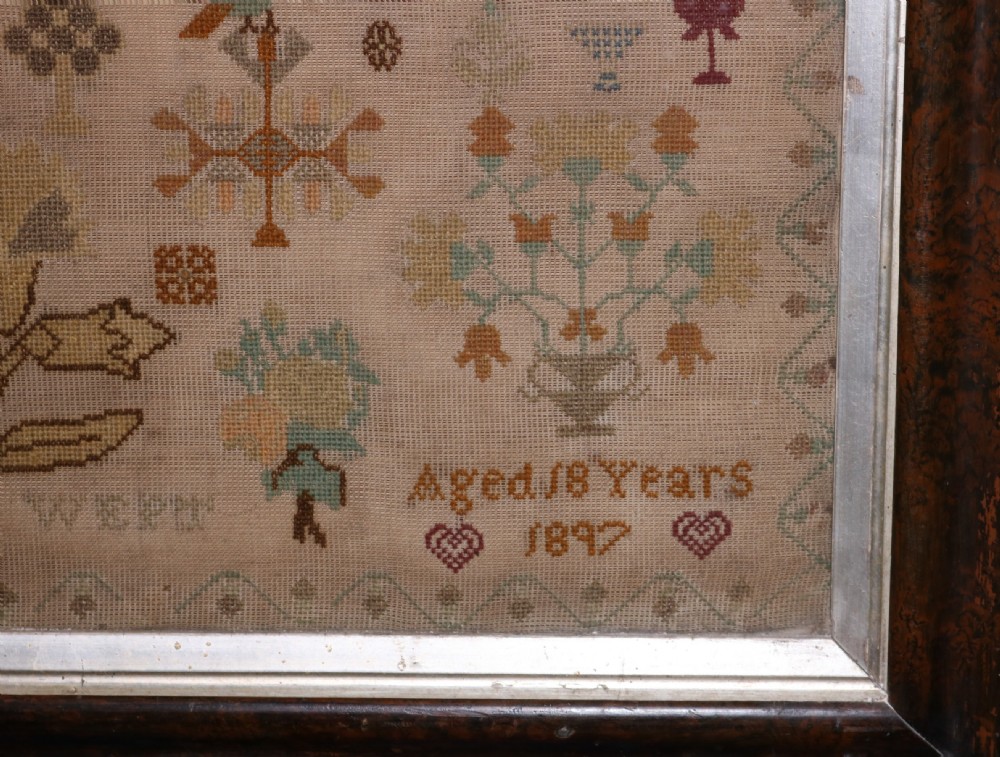 Welsh Victorian Woolwork Sampler, Dated 1897 View III