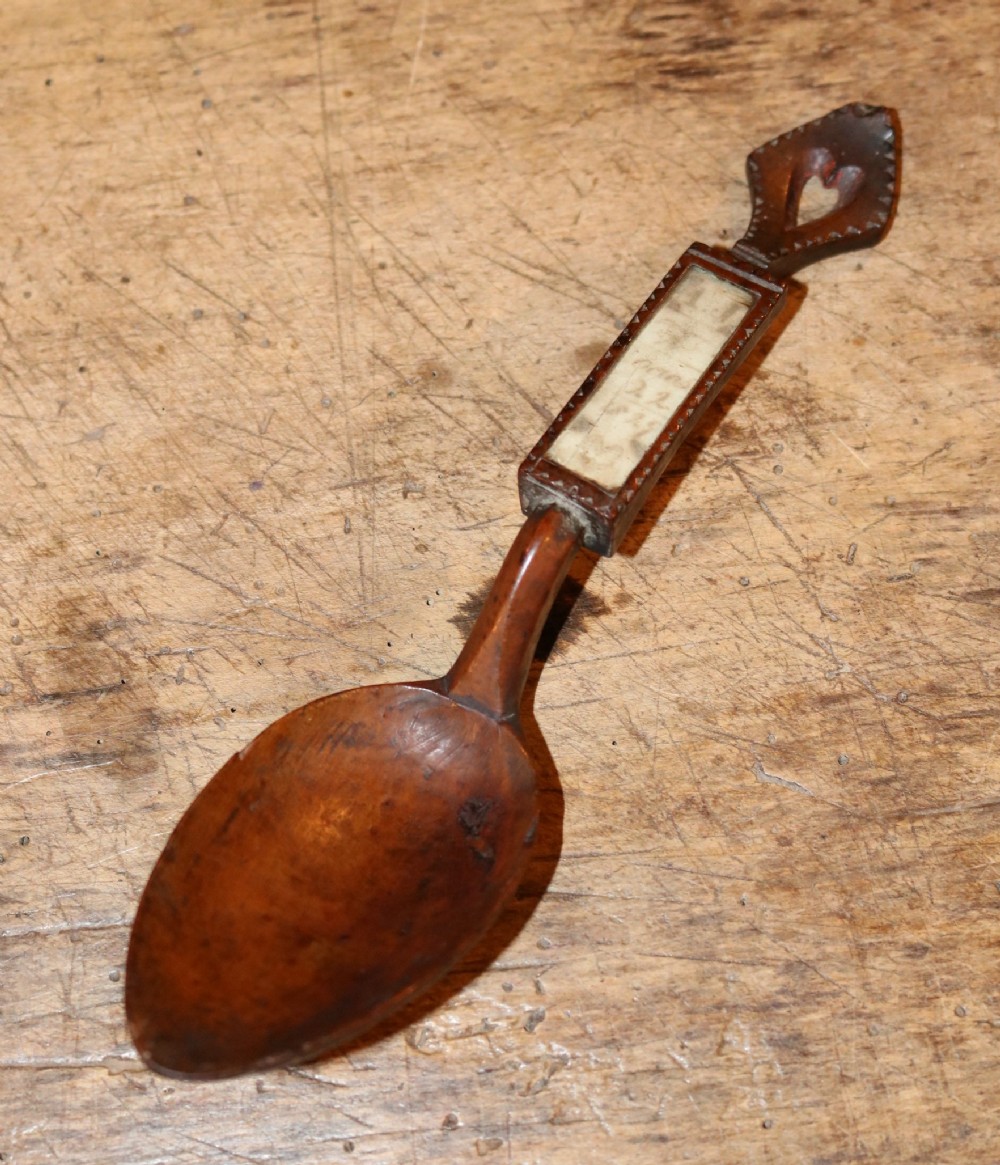 Original Antique Welsh Treen Lovespoon, Dated 1829