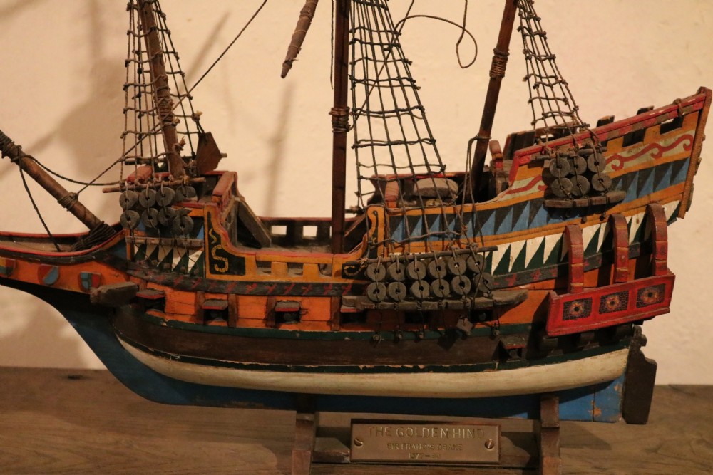 Model of the Elizabethan Ship, the Golden Hind, circa 1900 View II