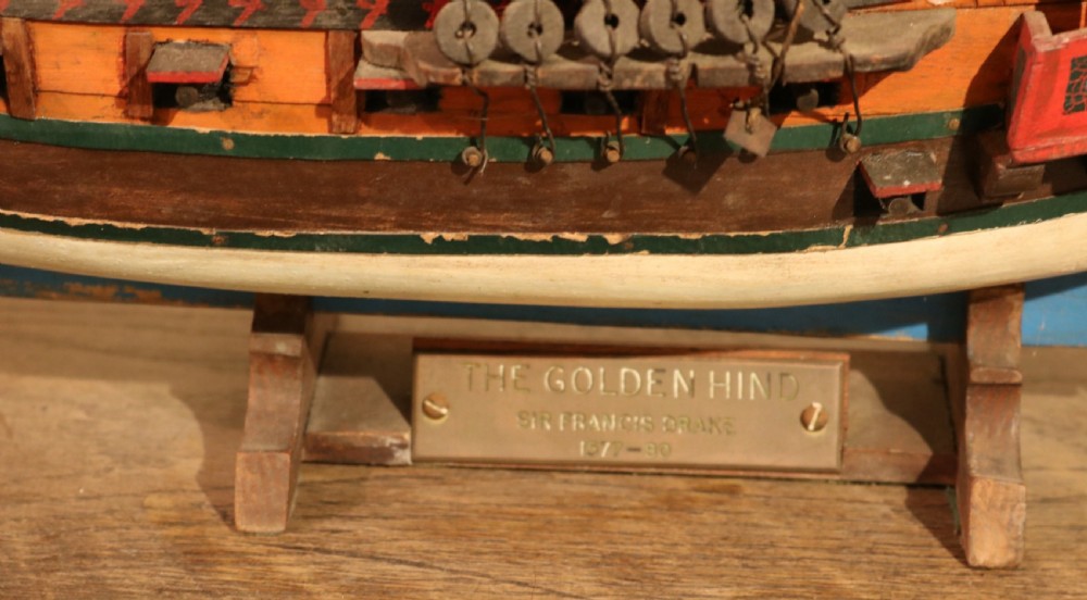 Model of the Elizabethan Ship, the Golden Hind, circa 1900 View III