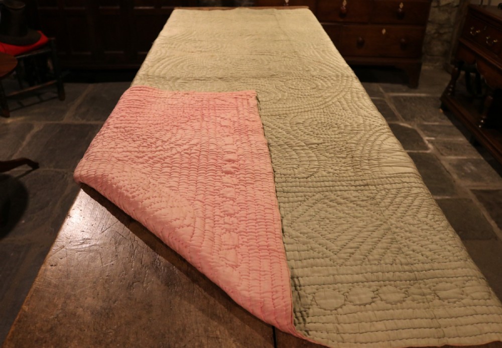 Folk Art Original Welsh Hand-stitched Quilt, circa 1900 View II